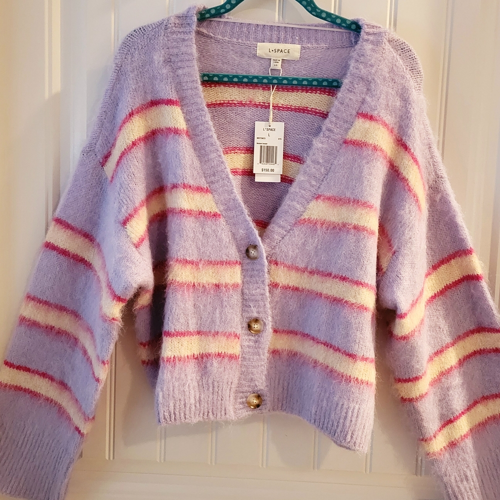 L*Space Women's Purple Striped Sweater